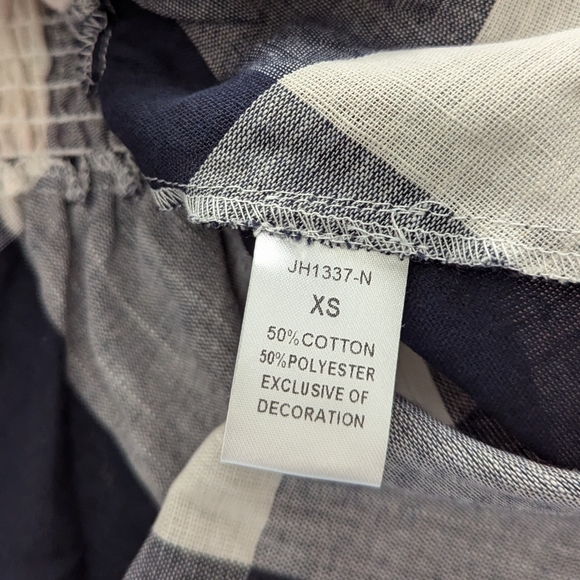 Women's Plaid Ruffle Tank Smocked Gingham Cotton Blend size XS - Picture 7 of 7